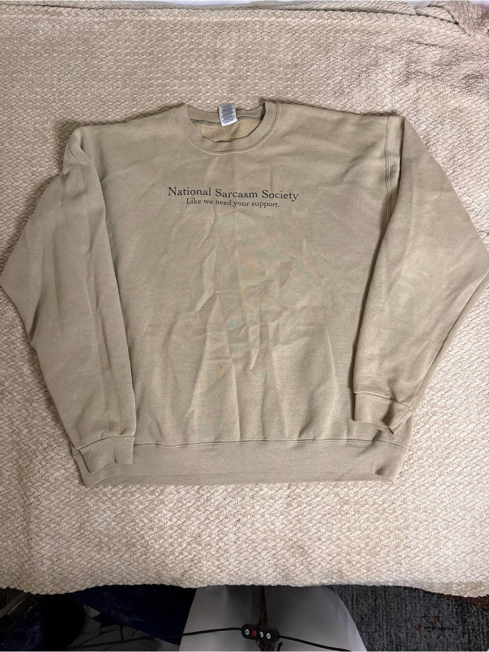 Jerzees Beige 'National Sarcasm Society' Crewneck Sweatshirt
